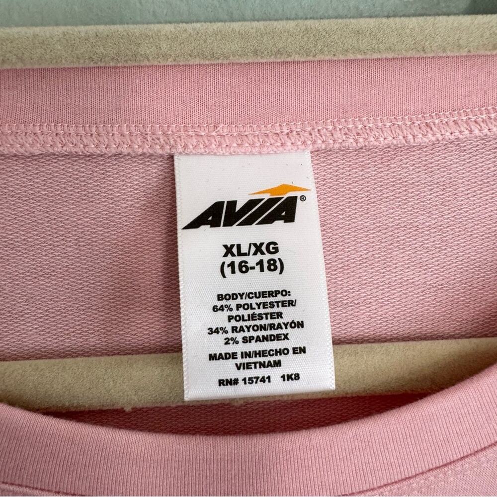 Avia Stretch Long Sleeve Pullover Round Neck Solid Basic Sweatshirt Pink XL - Picture 5 of 9